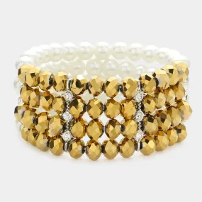 Two Tone Pearl Glass Bead Bracelet