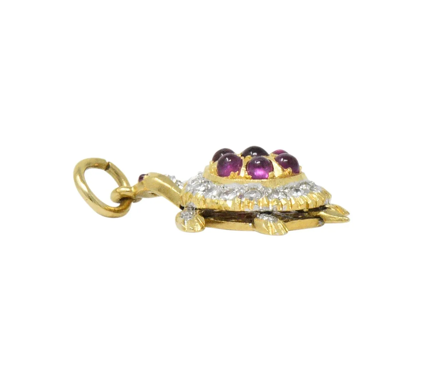 Vintage Diamond Ruby Gold Turtle Charm