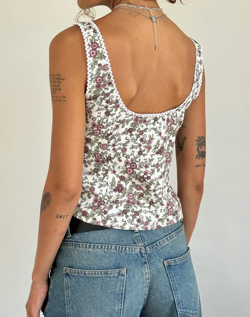 Vintage Floral Tie Front Top