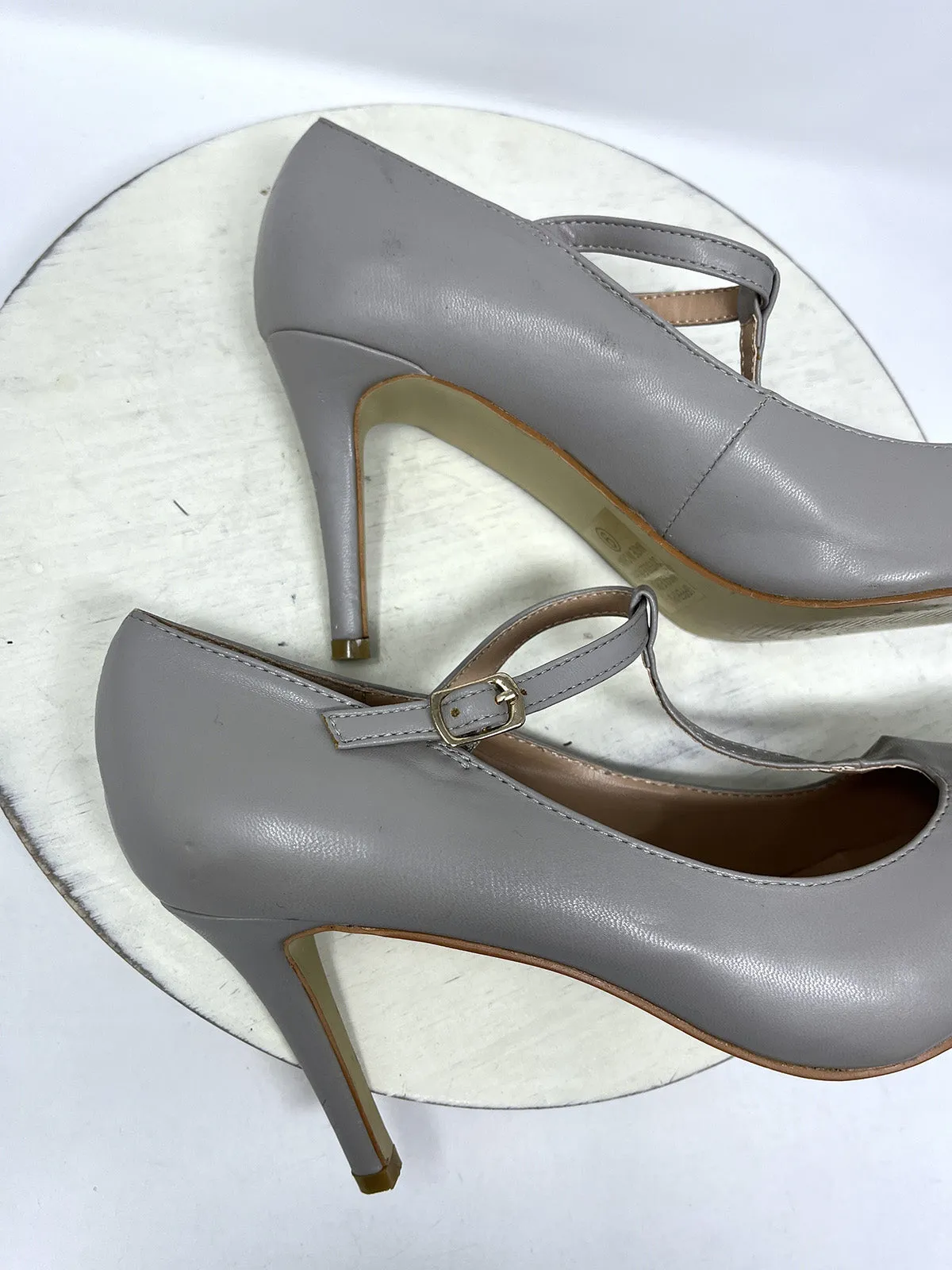 Gray T-Strap Heels by Vintage Journee, Size 9