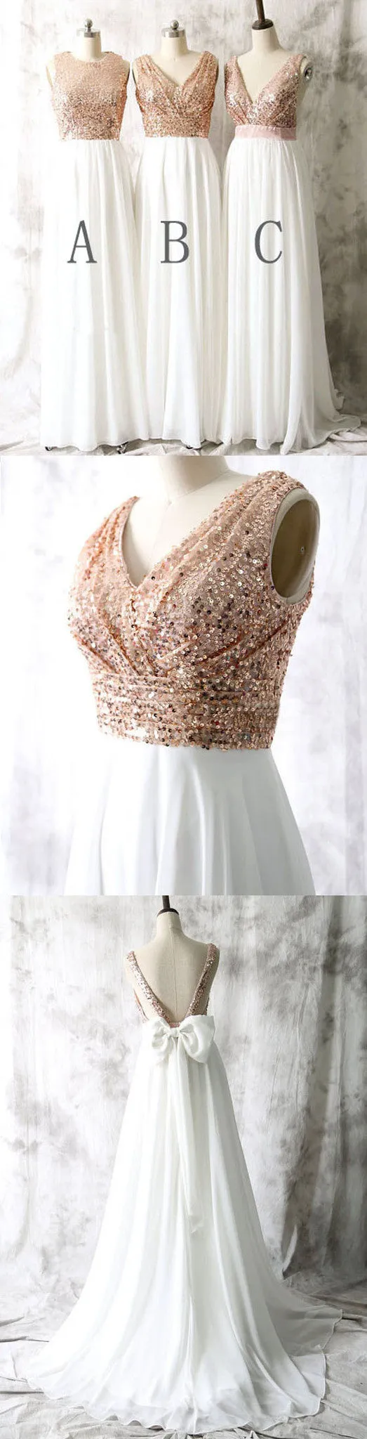 Mismatched Sequin Top Bridesmaid Dress