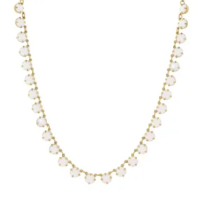 White Round Austrian Crystal Collar Necklace with Extender