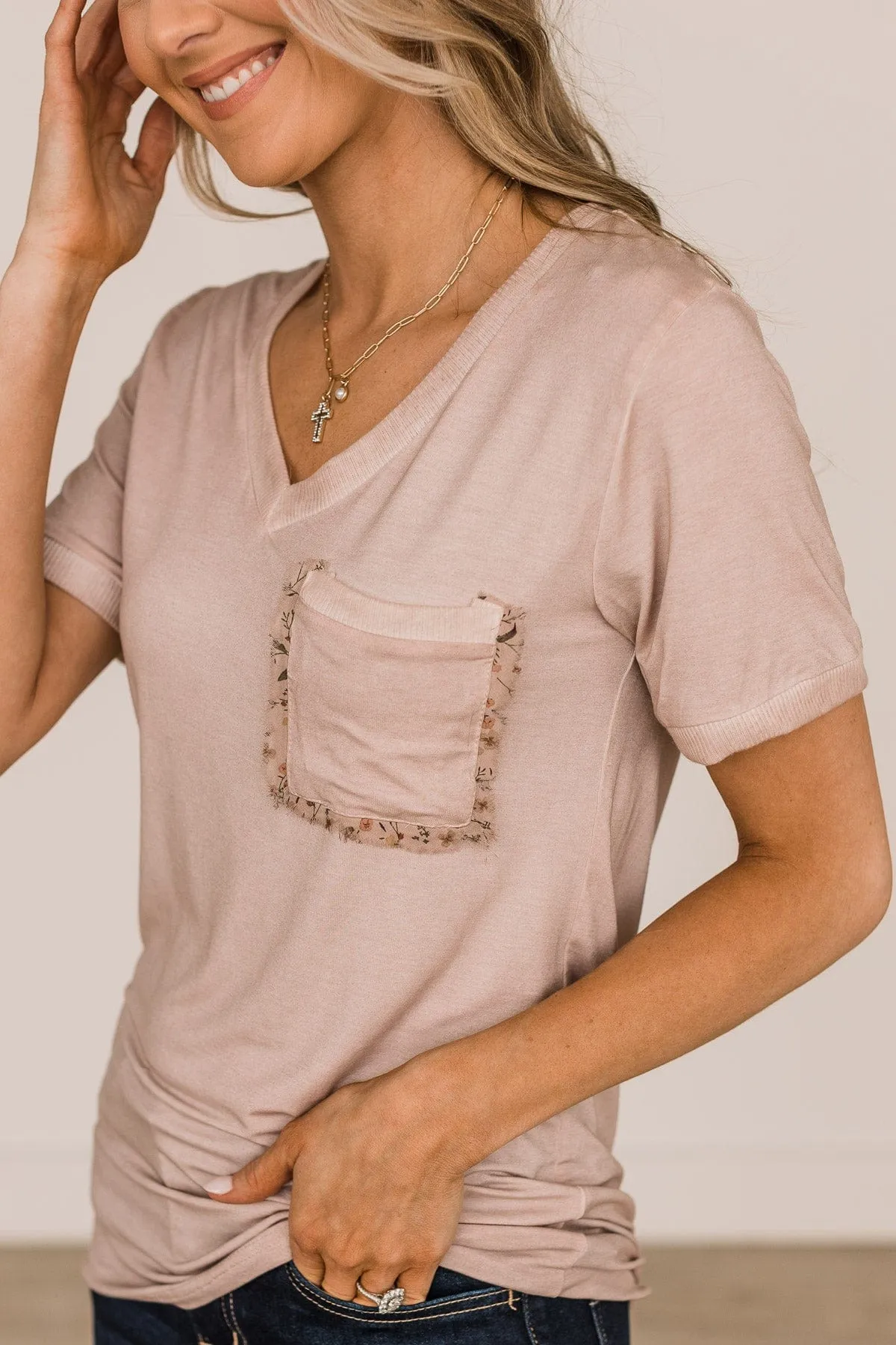 Dusty Pink Love Pocket Top