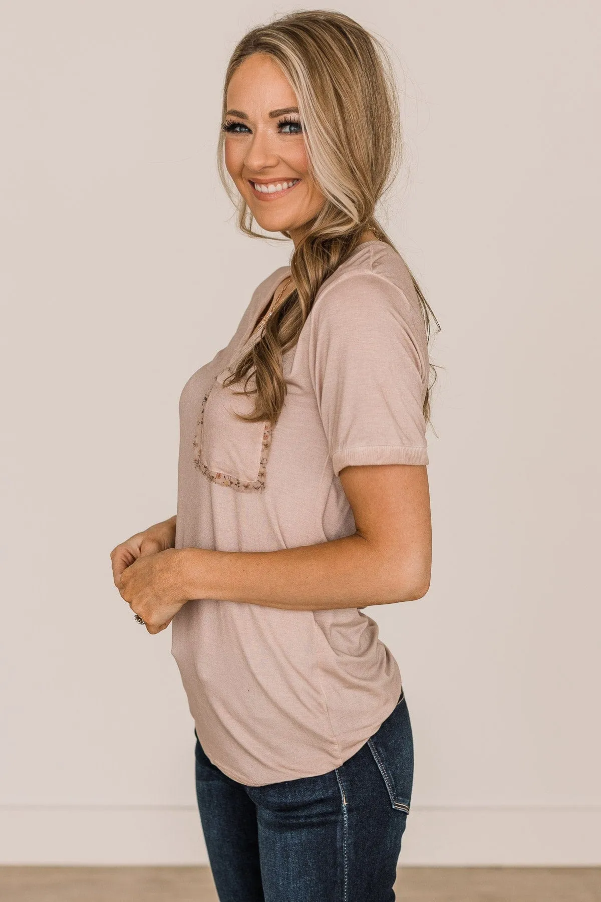 Dusty Pink Love Pocket Top