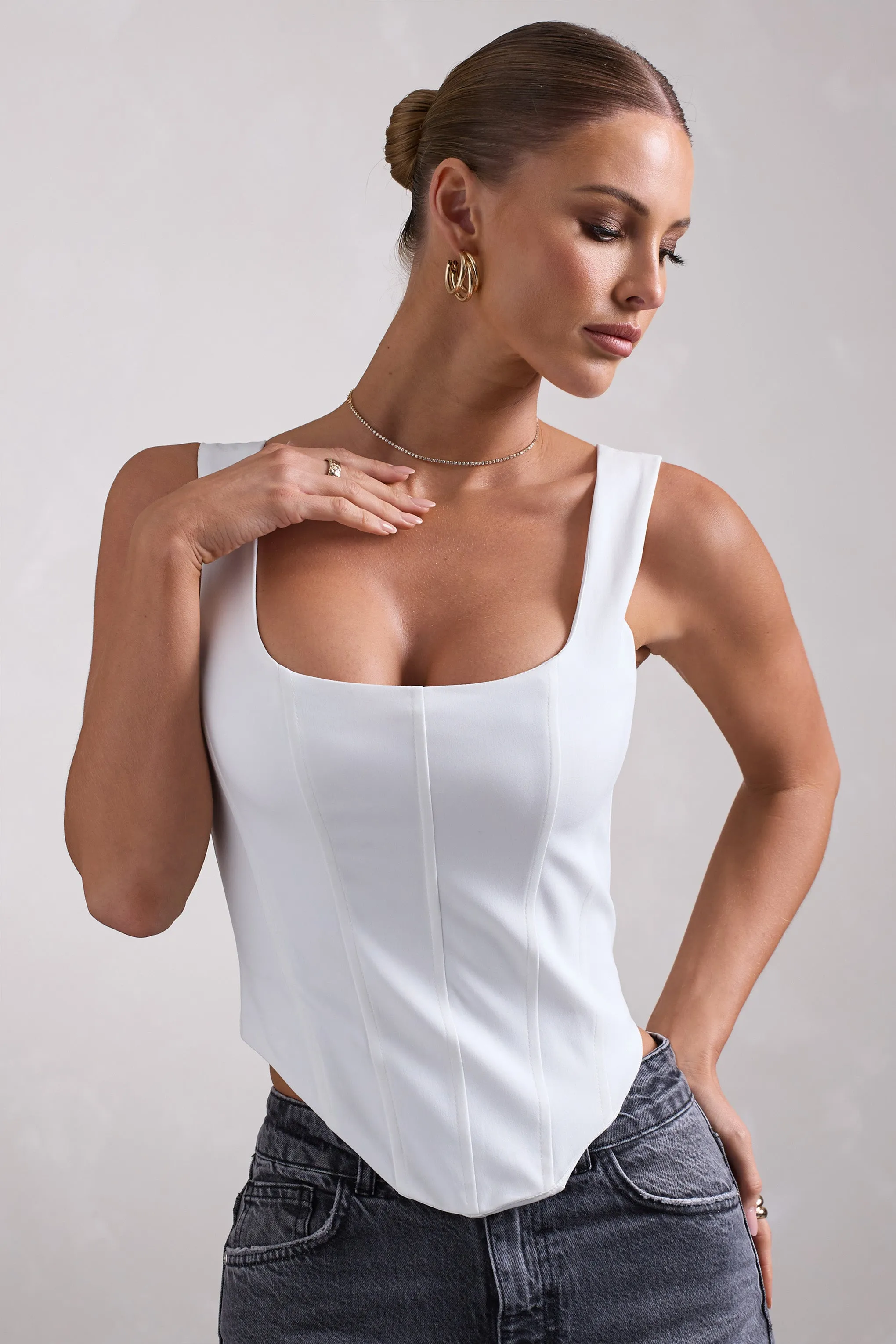 White Strappy Corset Top