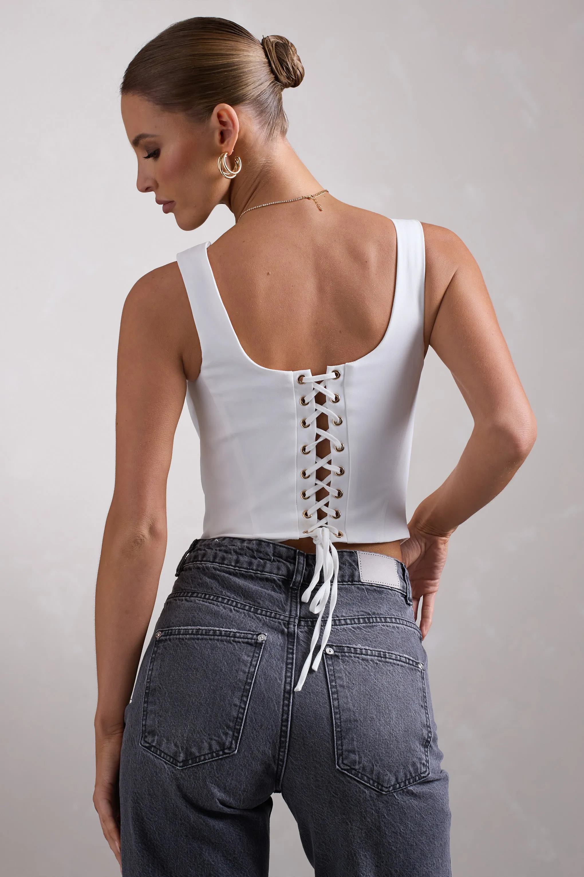 White Strappy Corset Top