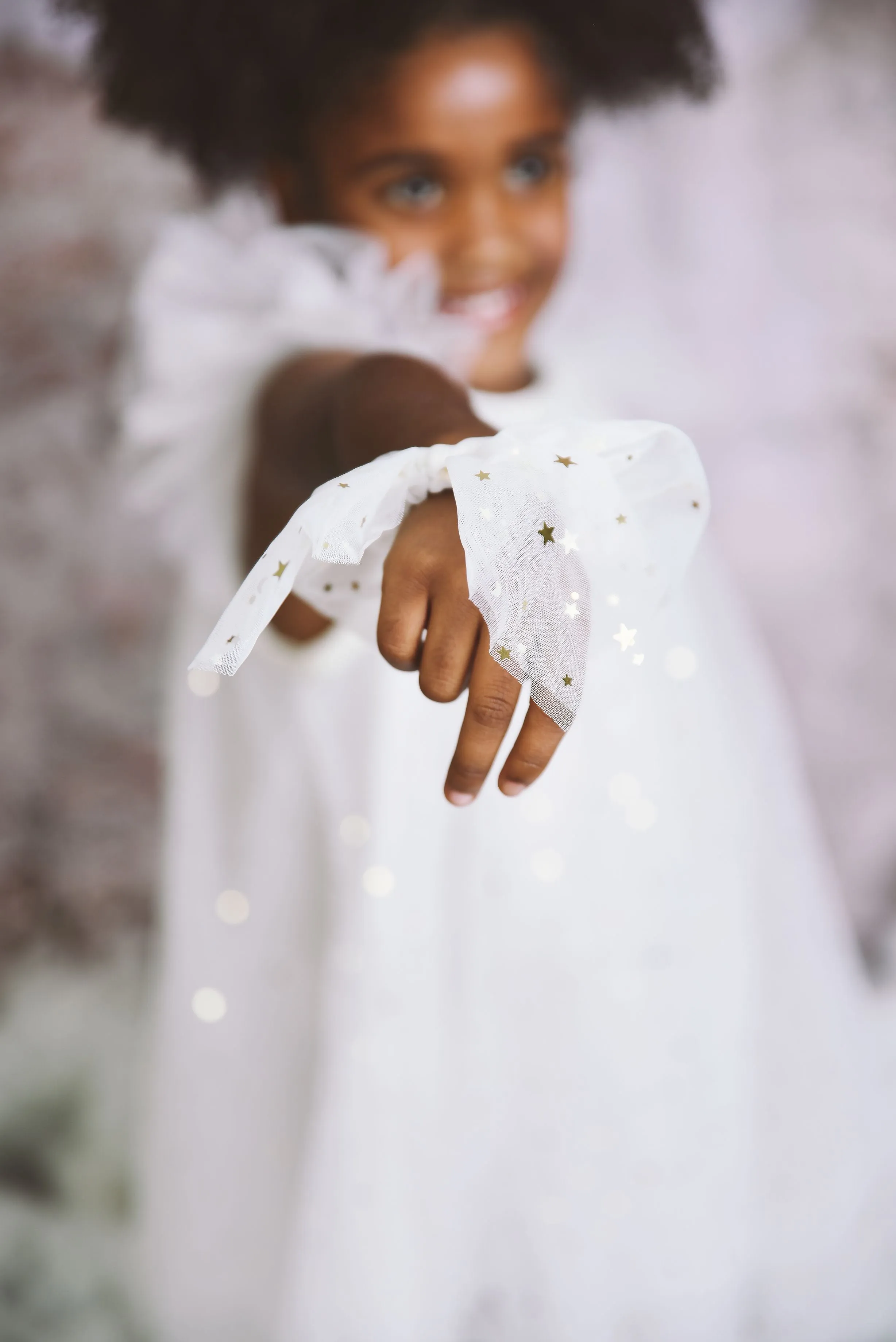 White Tulle Hair Scrunchie by DOLLY STARS & MOON