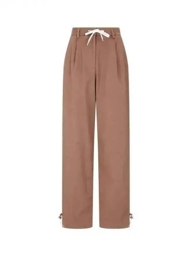 Beige Drawstring Point Stretch Pants for Women