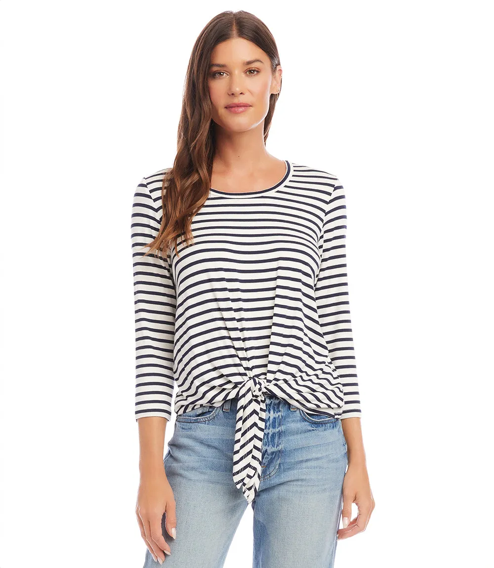 Three Quarter Sleeve Tie-Front Top