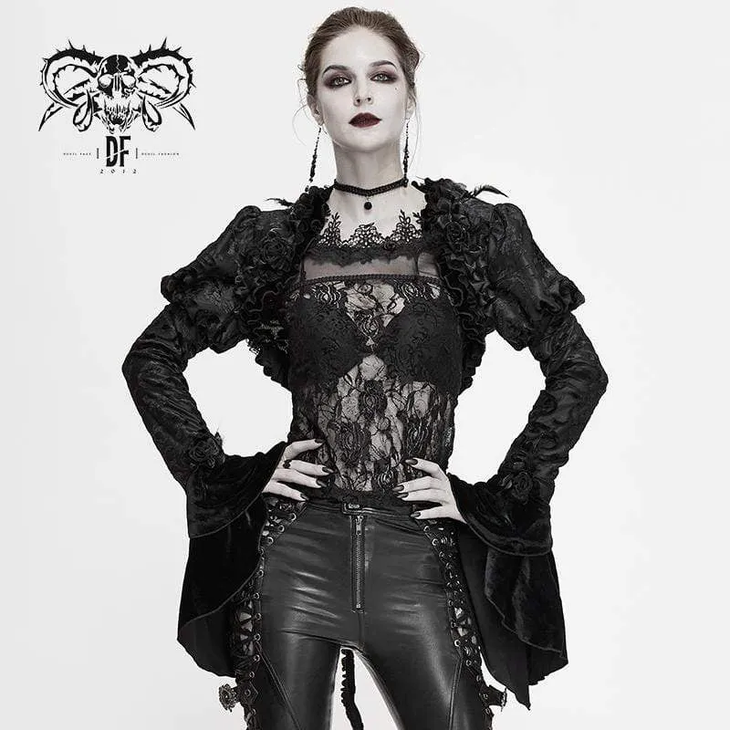 Womens Gothic Floral Velvet Capes