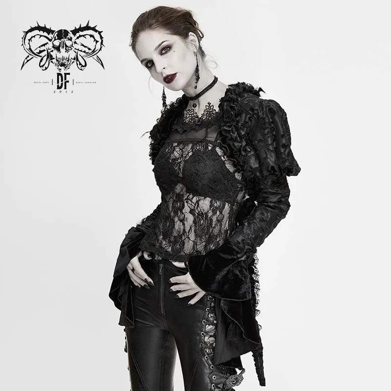 Womens Gothic Floral Velvet Capes