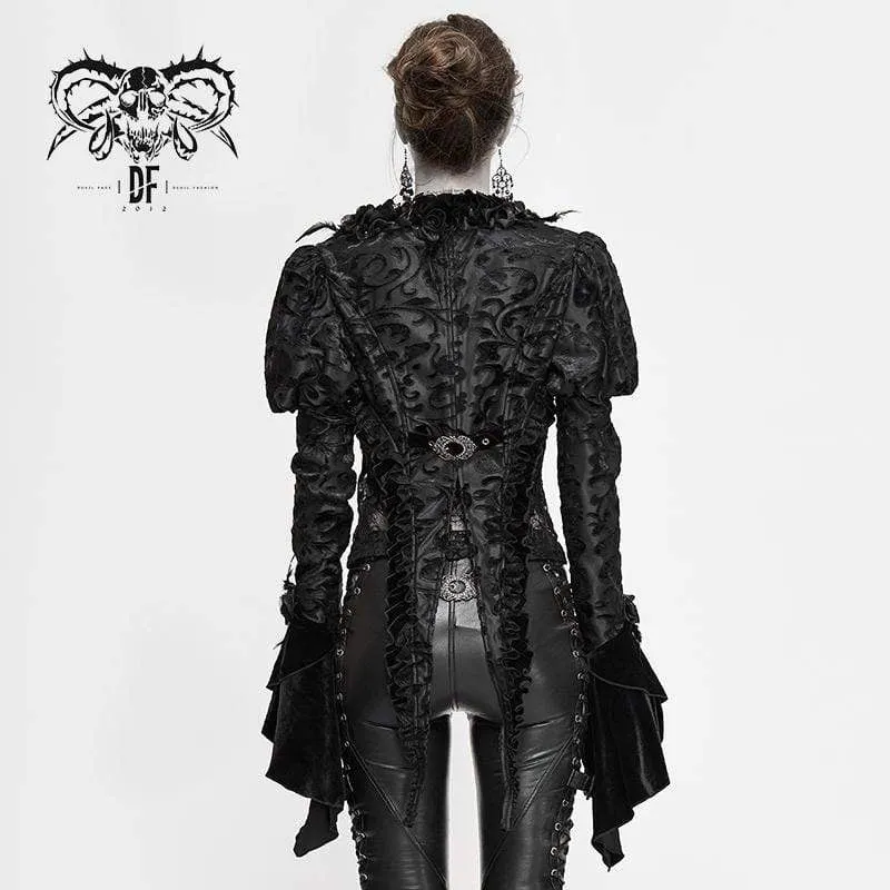 Womens Gothic Floral Velvet Capes