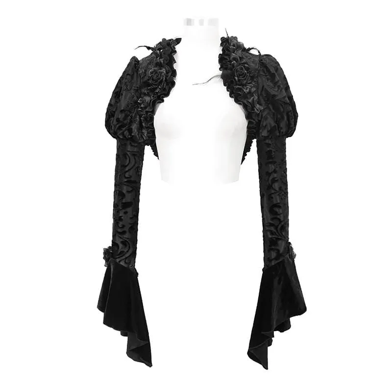 Womens Gothic Floral Velvet Capes