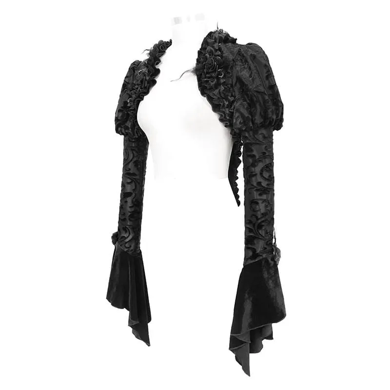 Womens Gothic Floral Velvet Capes