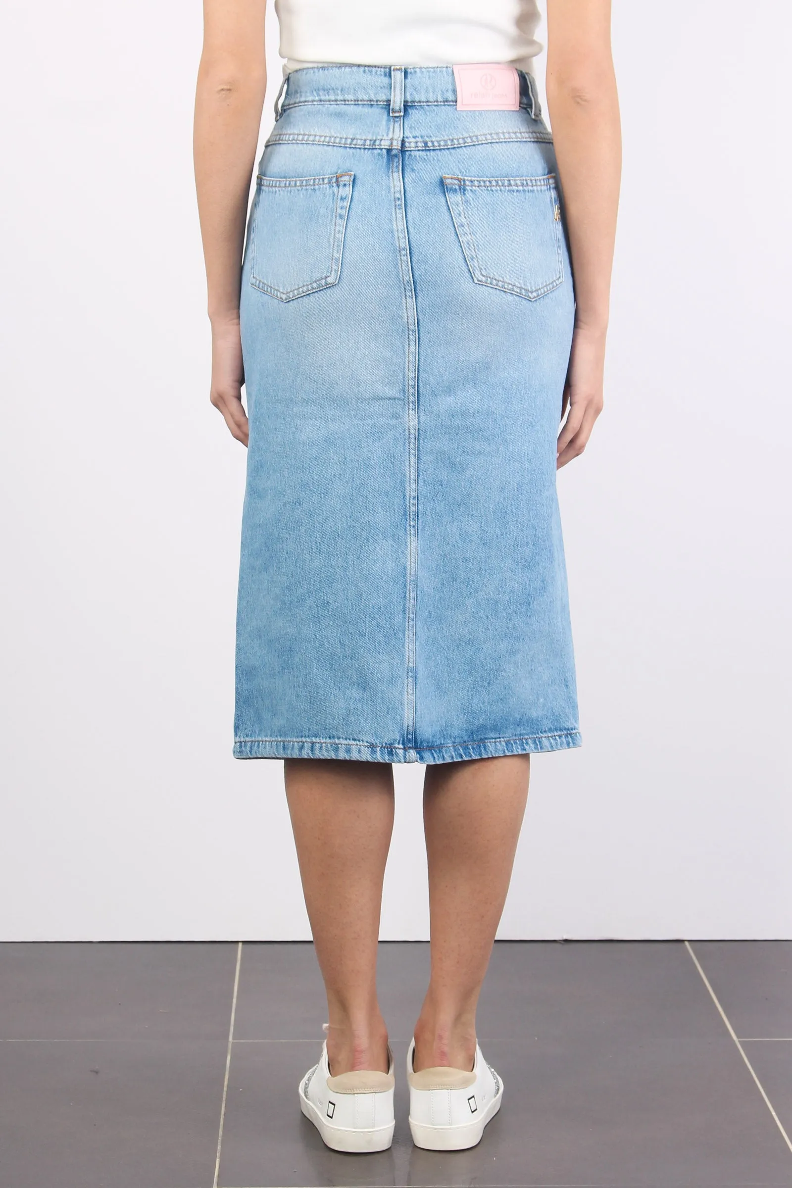 Long Denim Skirt S Blue