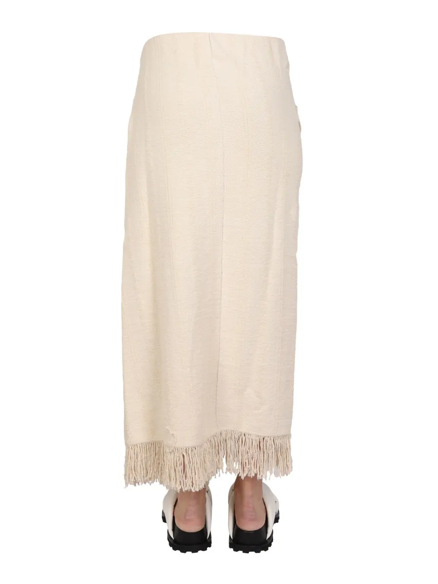 Jil Sander Maxi Skirt with Wrapped Fringed Detail