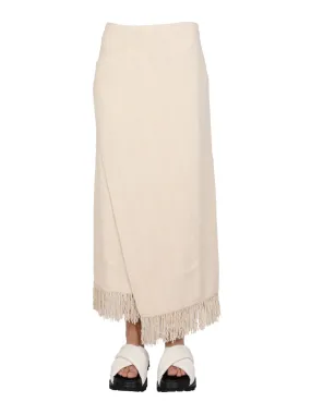 Jil Sander Maxi Skirt with Wrapped Fringed Detail