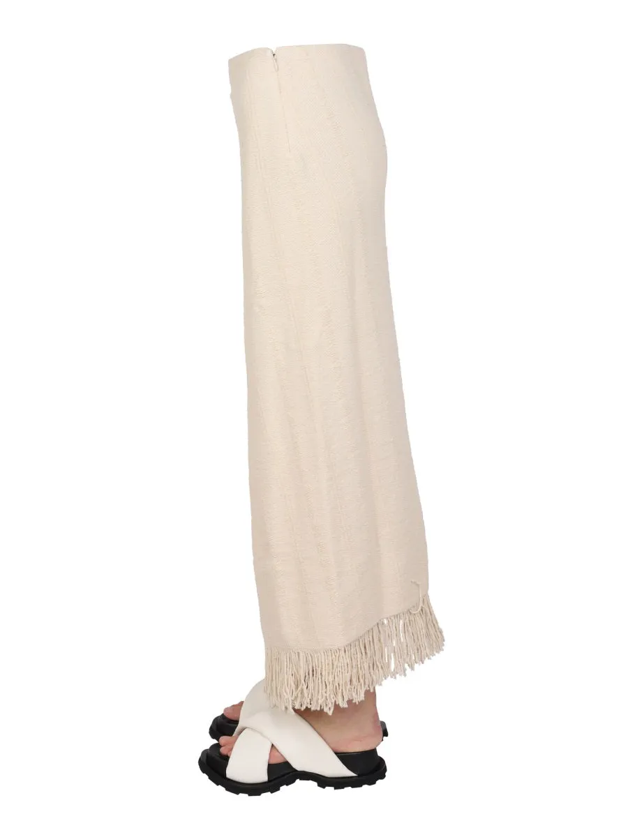 Jil Sander Maxi Skirt with Wrapped Fringed Detail